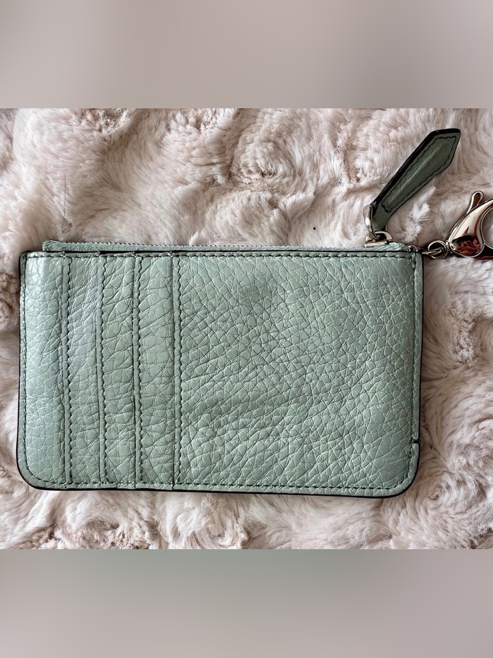 Fendi Mint Green Textured Leather Card Holder/Key Pouch - Picture 2 of 11